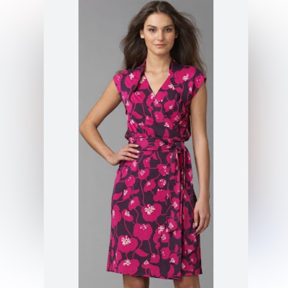 Diane Von Furstenberg Pink Floral Wrap Dress